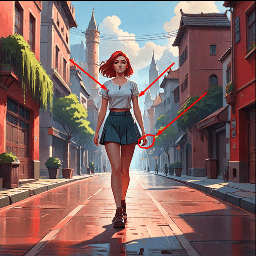 a girl with red hair and artifacts