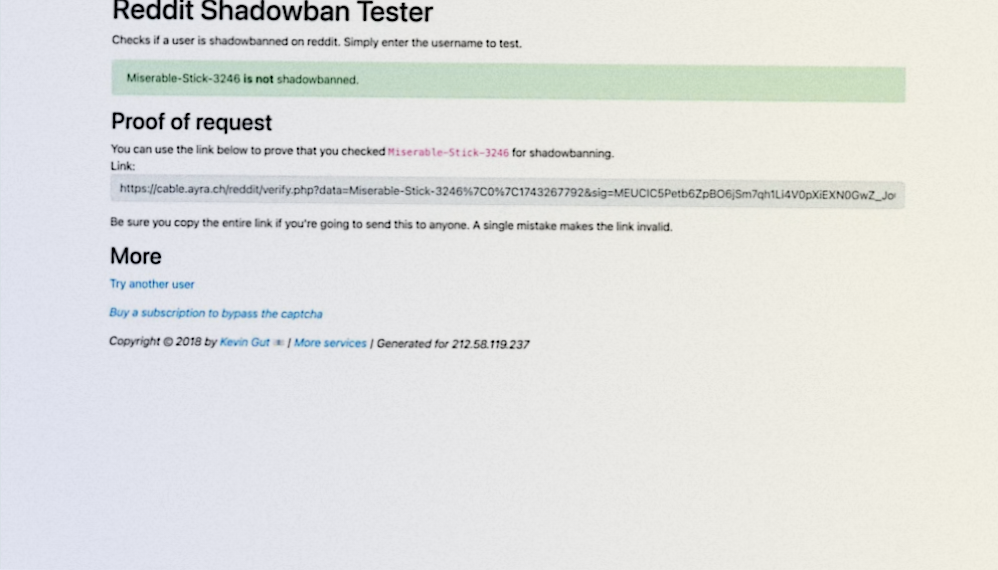 shadowban testing website