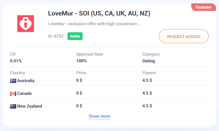 AffDays example of a dating offer