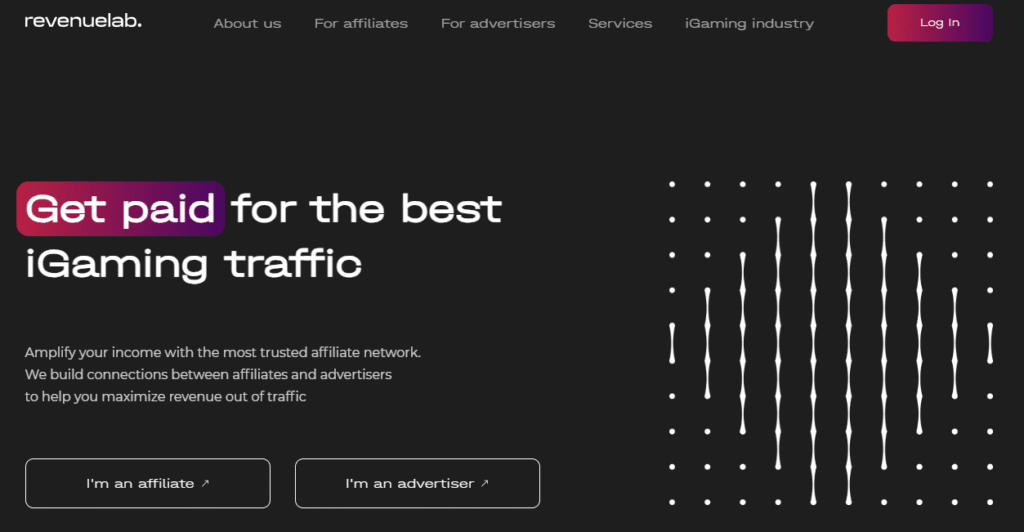 AffDays homepage of the revenuelab gambling affiliate network