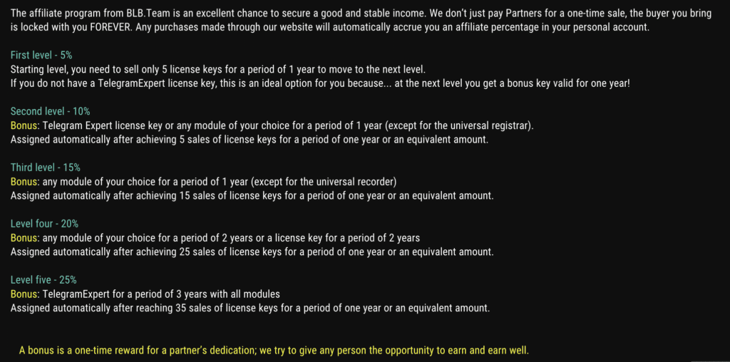 AffDays stages of referral program with descriptions