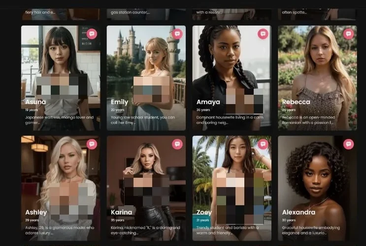 examples of virtual girlfriends (the core product of the AI dating in affiliate marketing)