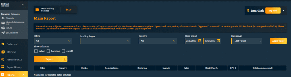 main report section