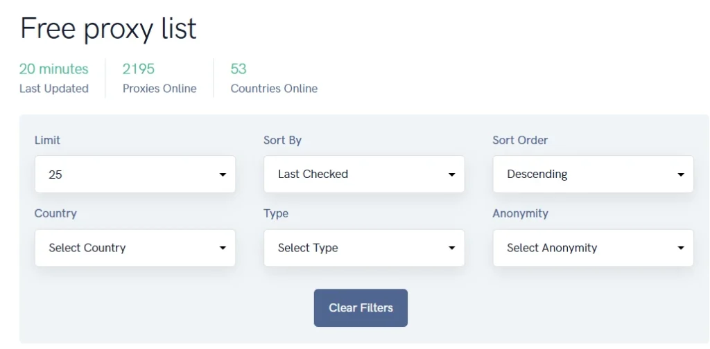 AffDays a service that provides free proxy list