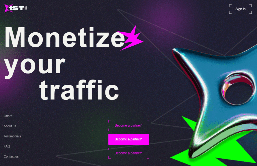 AffDays 1st partners homepage screenshot