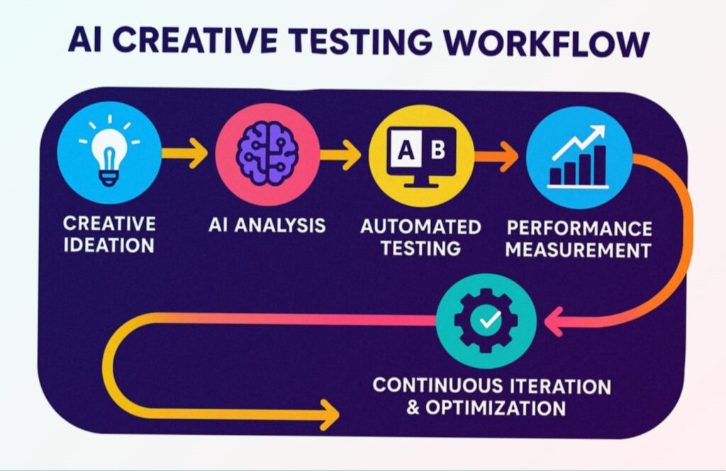ai ad creative testing workflow diagram