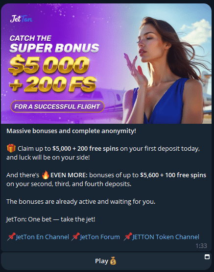 a notification from Jetton in Telegram