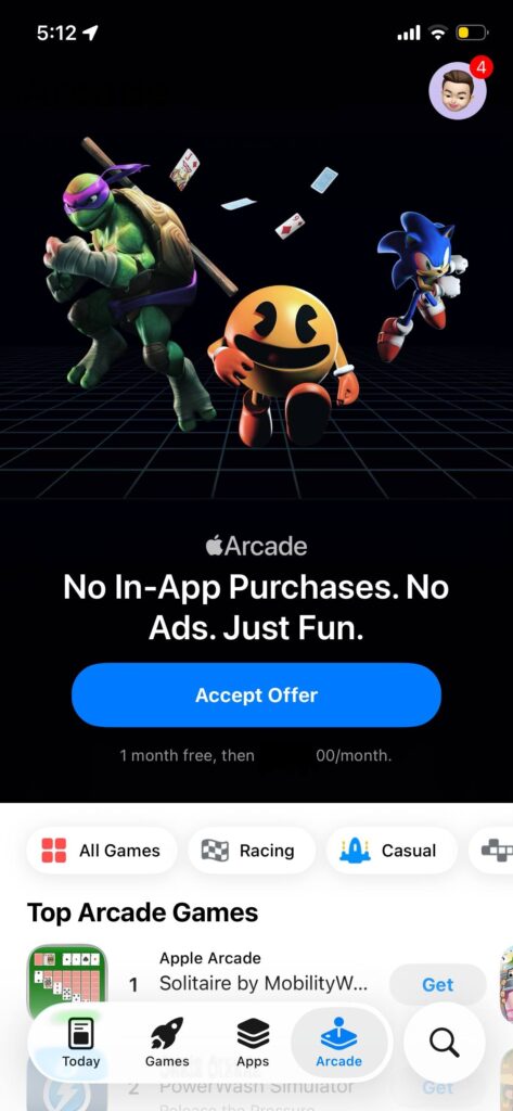 AffDays the arcade tab in the appstore