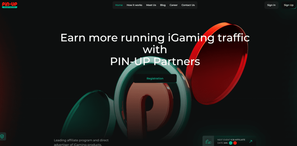 Homepage of an affiliate program