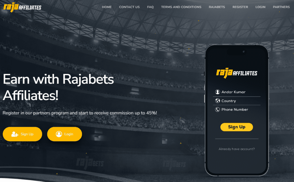 AffDays rajabets affiliates homepage