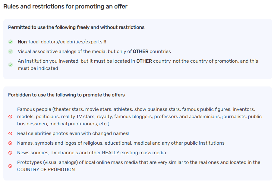 AffDays Rules and restrictions that an affiliate network imposes on offers promotion.