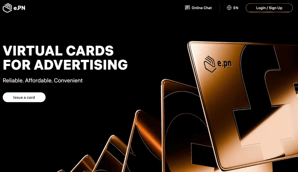 e.pn virtual cards service homepage