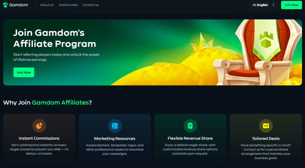 gamdom affiliates homepage