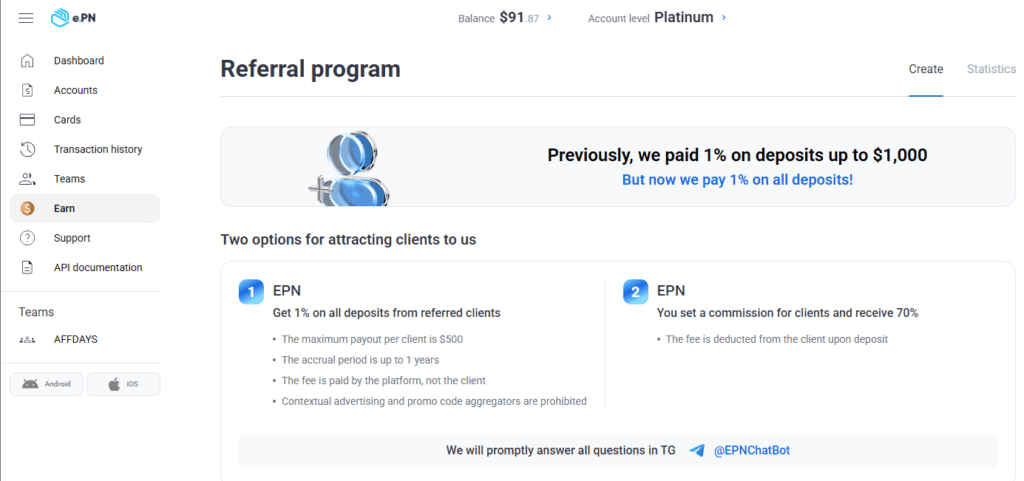 referral program section