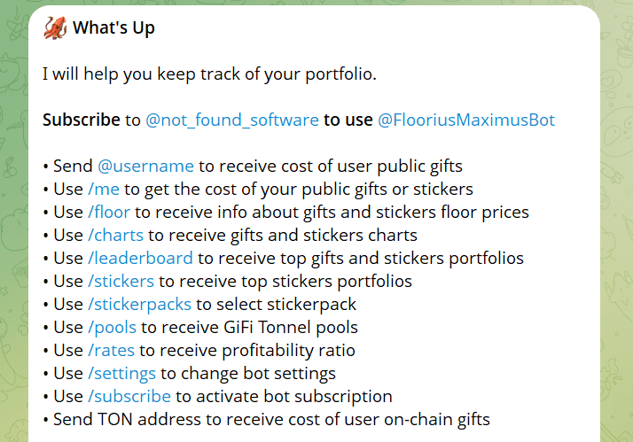 Tracking Portfolio into @FlooriusMaximusBot